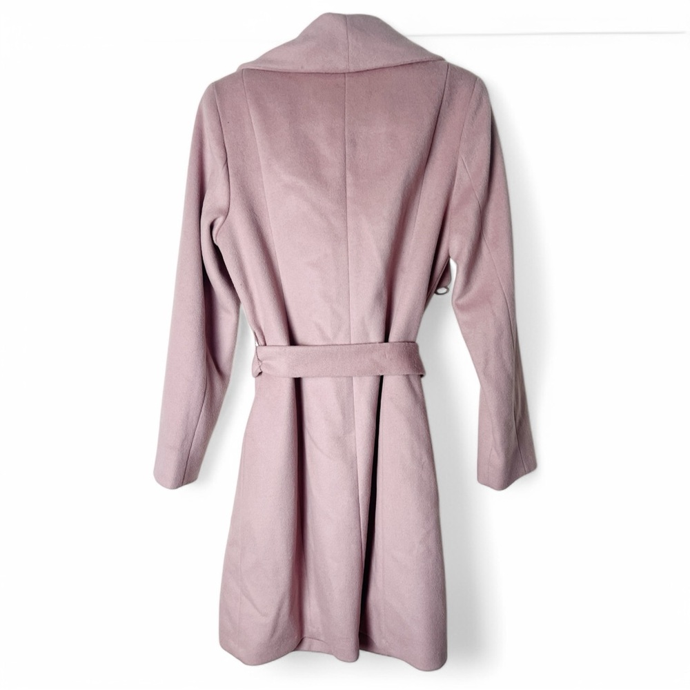 Cole Haan - Women’s Slick Wool Blend Wrap Coat Shawl Collar Belted Pink - Sz. 8 - Picture 2 of 11